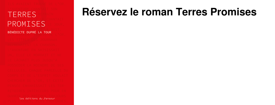 R�servez le roman Terres Promises